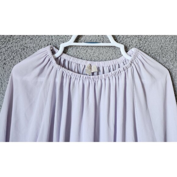 LOFT Women's Long Sleeve Off The Shoulder Elastic Waist Blouse Top Purple Sz XL - Picture 2 of 12